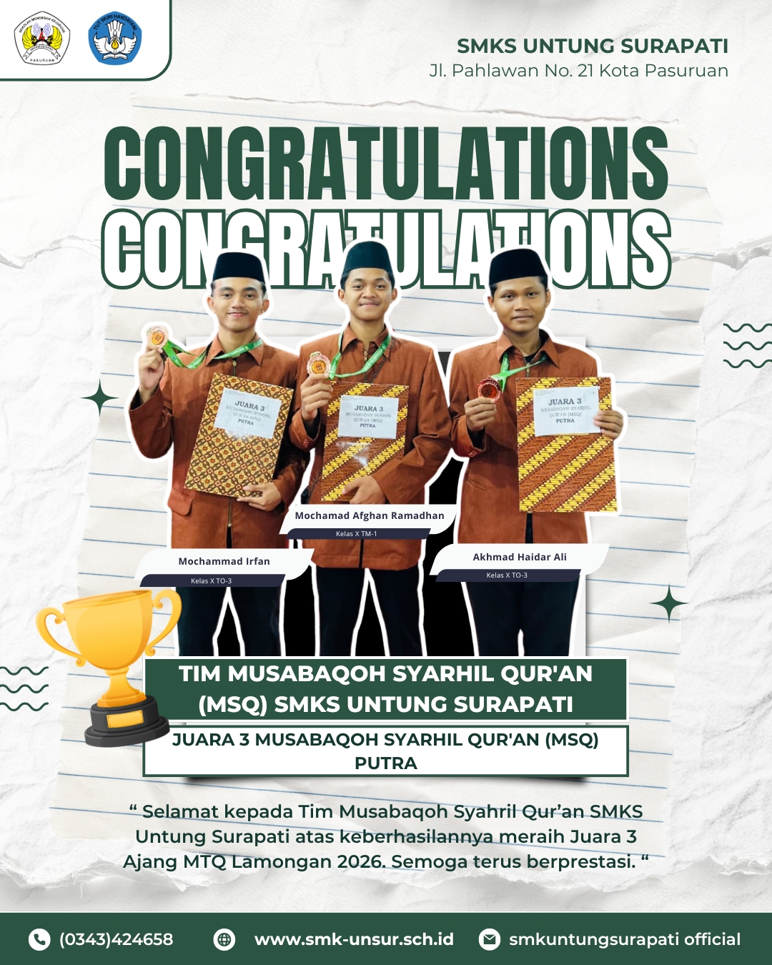 Tim Musabaqoh Syarhil Qur'an (MSQ) SMKS Untung Surapati