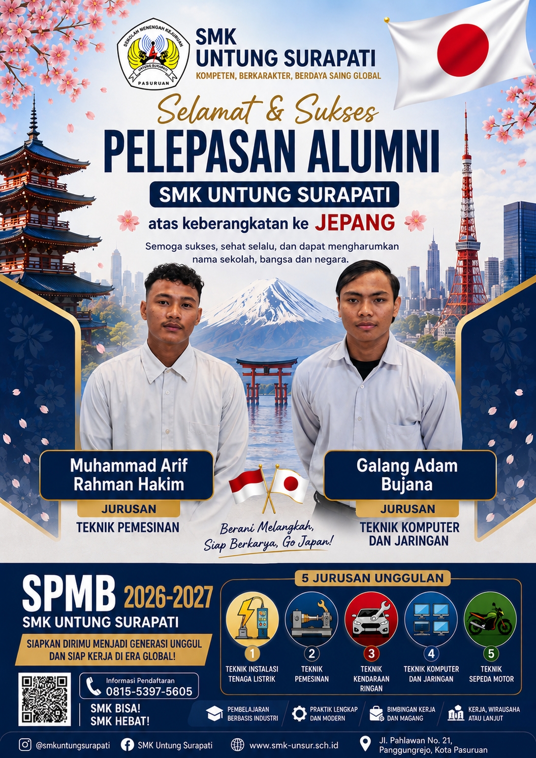 SMK Untung Surapati Lepas Dua Alumni Berangkat Kerja ke Jepang