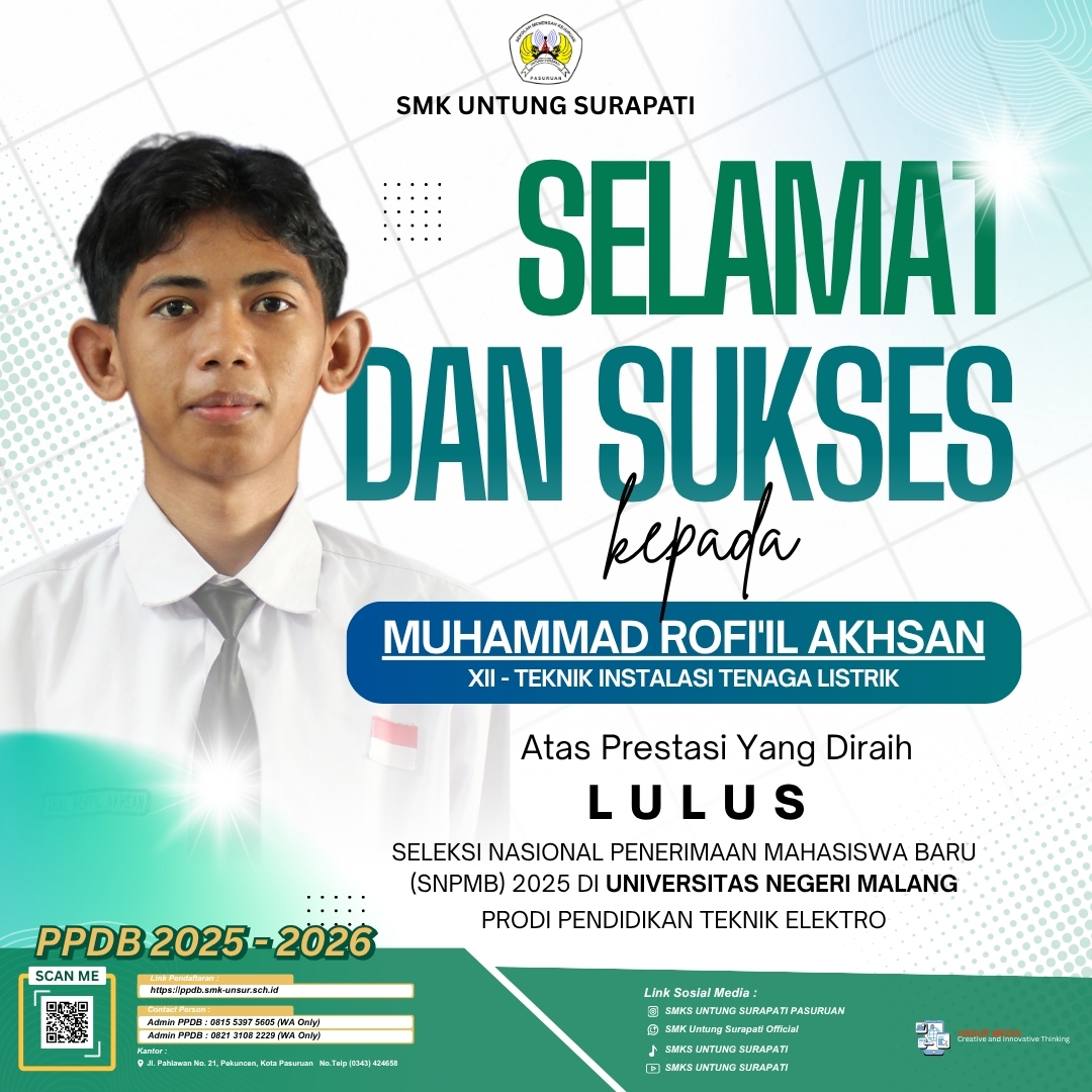 Siswa SMK Untung Surapati Lolos SNPMB 2025 di Universitas Negeri Malang