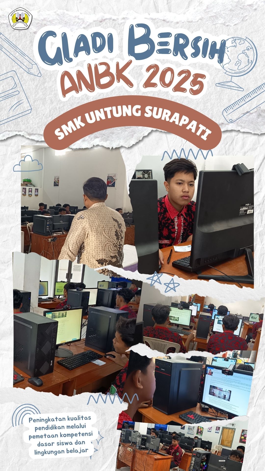 Pelaksanaan Gladi Bersih Asesmen Nasional Berbasis Komputer (ANBK) 2025 Tingkat SMA/MA/SMK di SMK Untung Surapati
