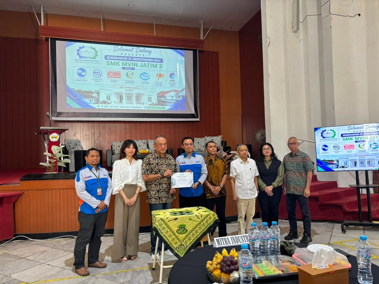 SMK Untung Surapati Jadi Tuan Rumah Penandatanganan MoU SMK MVIN Jatim 2 dengan Dunia Industri